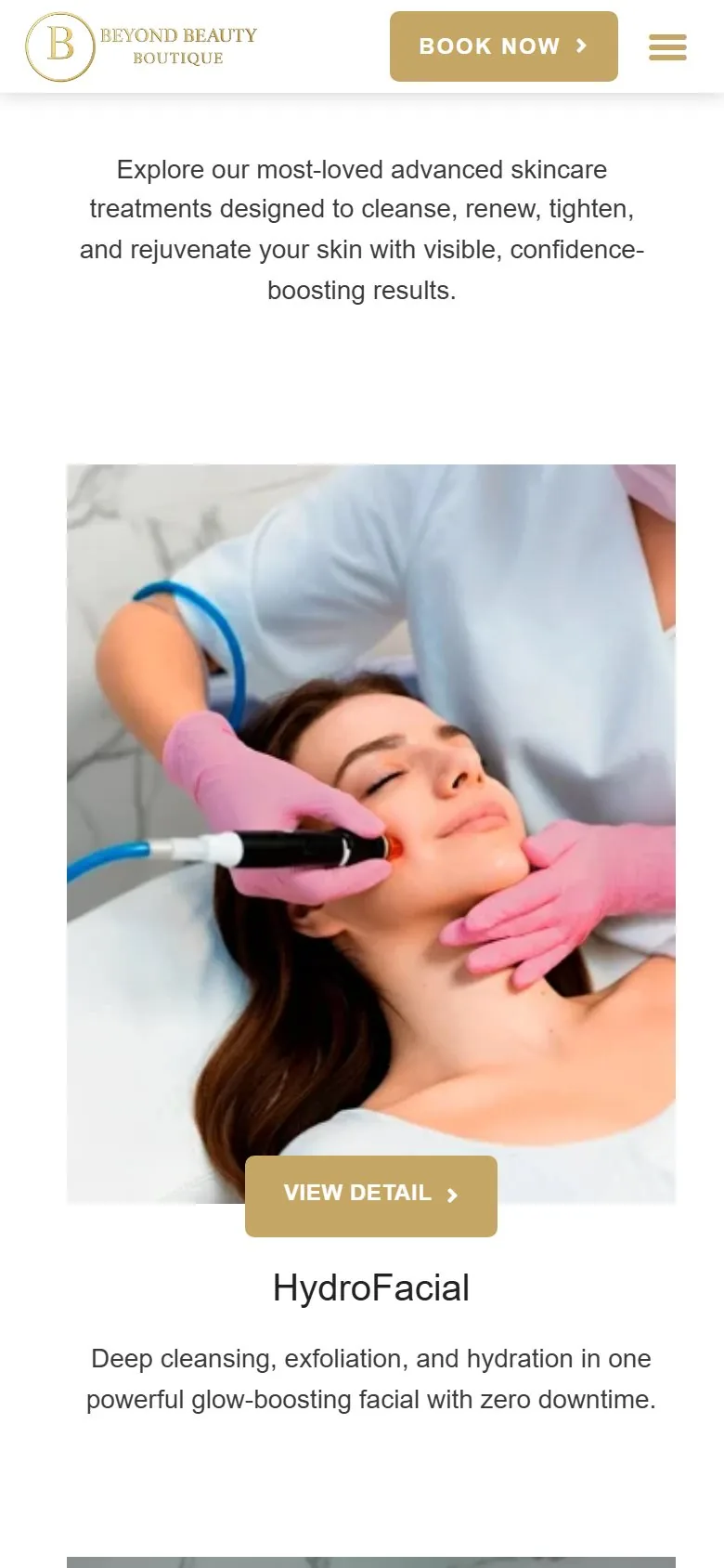 Mobile treatments view of advanced clinical facials