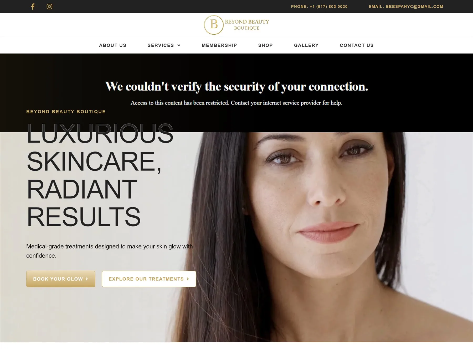Treatments and aesthetic services showcase section