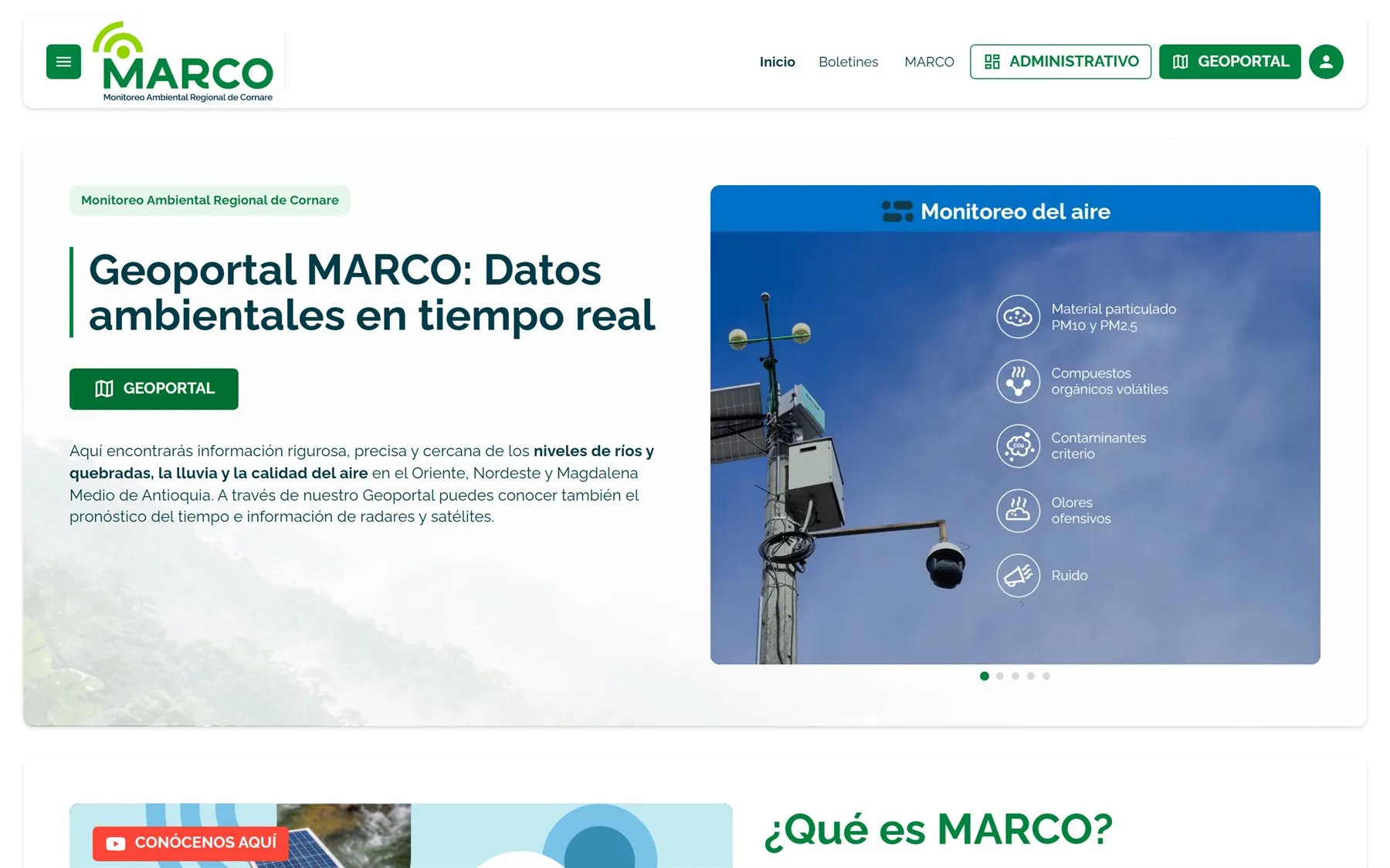 Plataforma MARCO de Cornare para monitoreo ambiental y alertas tempranas en tiempo real, desarrollada con Rain Ingeniería