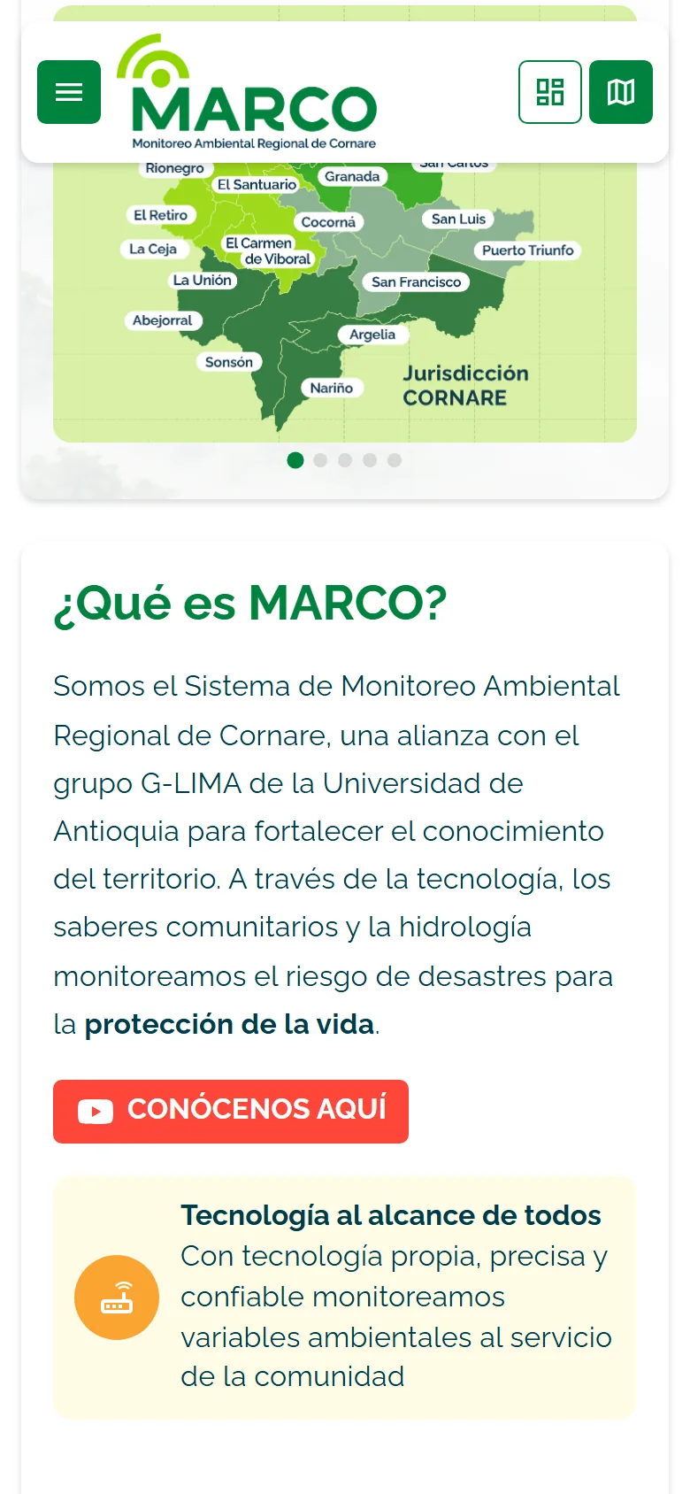 Vista móvil del módulo pedagógico ¿Qué es MARCO?