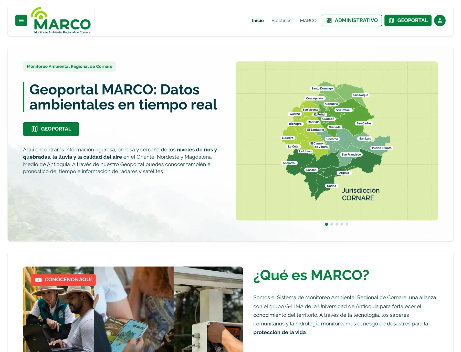Módulo pedagógico y dashboards internos de gestión de datos en MARCO